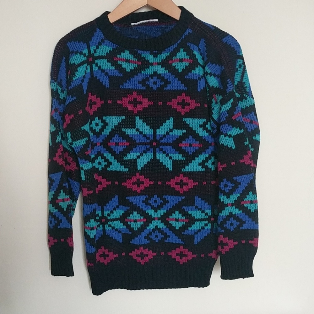 Oversized Geometric Grandma Sweater Vintage